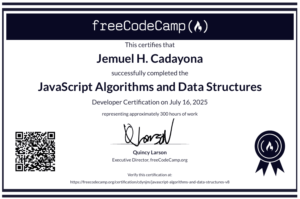 JavaScript Algorithms and Data Structures Certificate