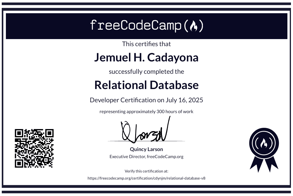 Relational Database Certificate