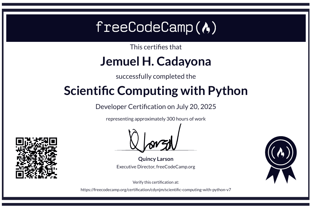 Scientific Computing with Python Certificate